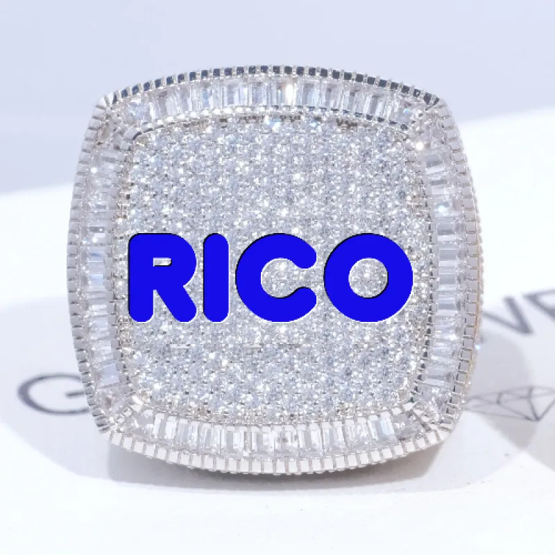 CUSTOM LETTER 3D ICED RING sold by The GUU Shop