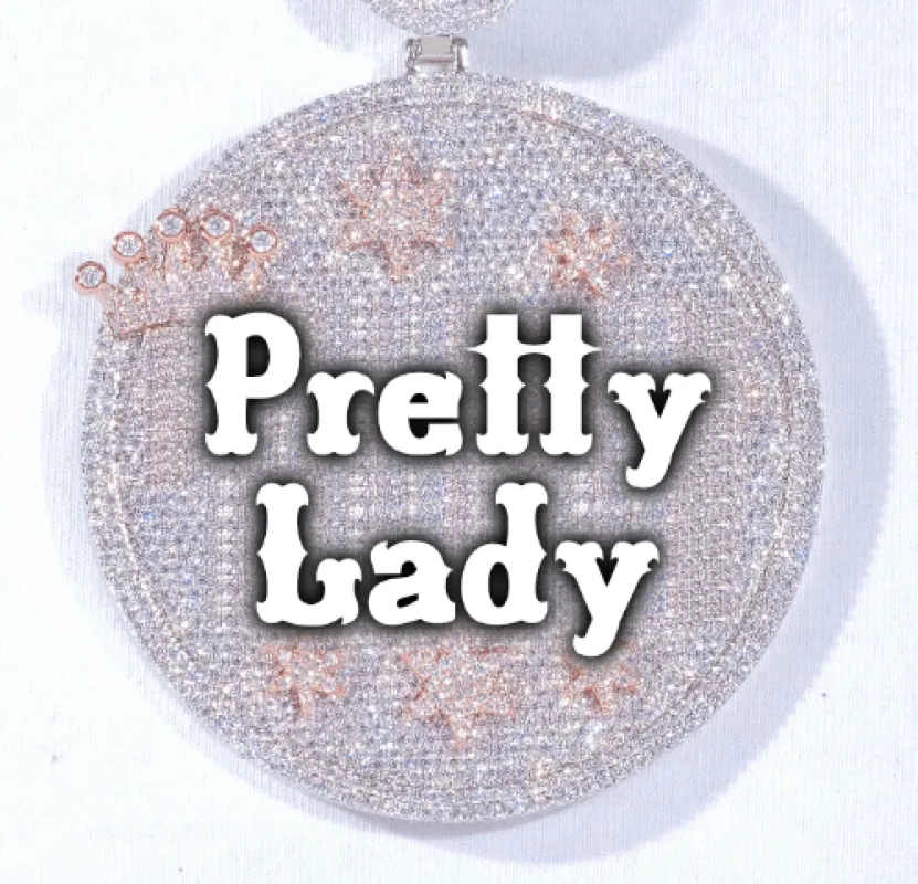 CUSTOM LETTER NECKLACE 3D BIG CROWN DISC sold by The GUU Shop