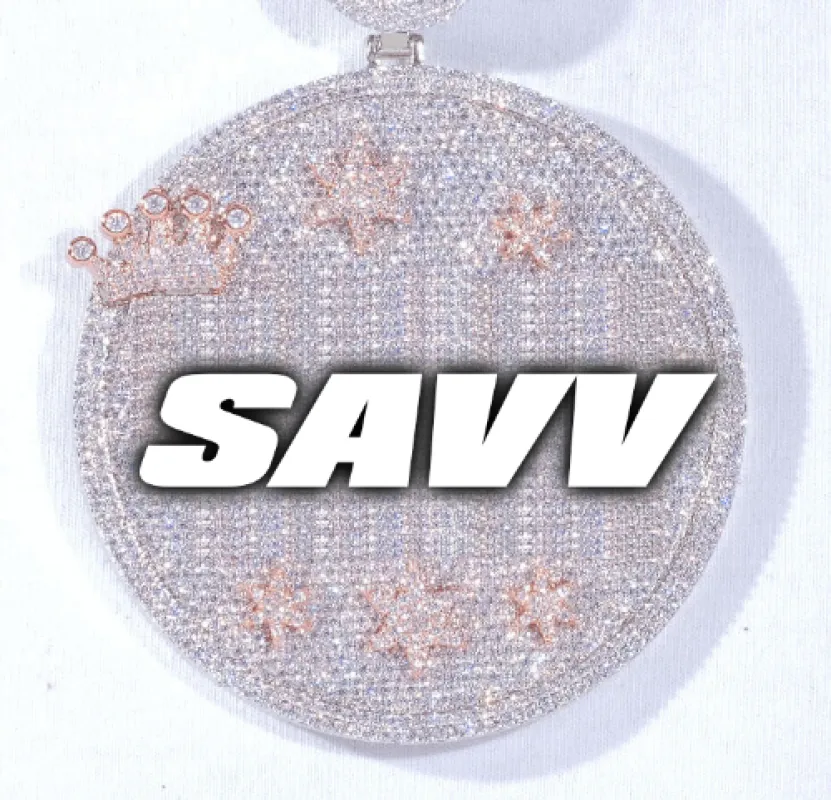 CUSTOM LETTER NECKLACE 3D BIG CROWN DISC sold by The GUU Shop