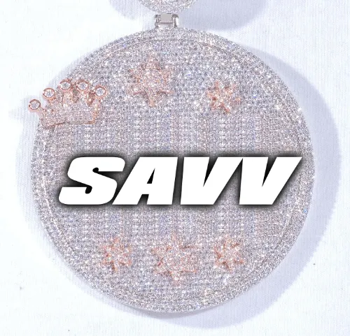 CUSTOM LETTER NECKLACE 3D BIG CROWN DISC sold by The GUU Shop