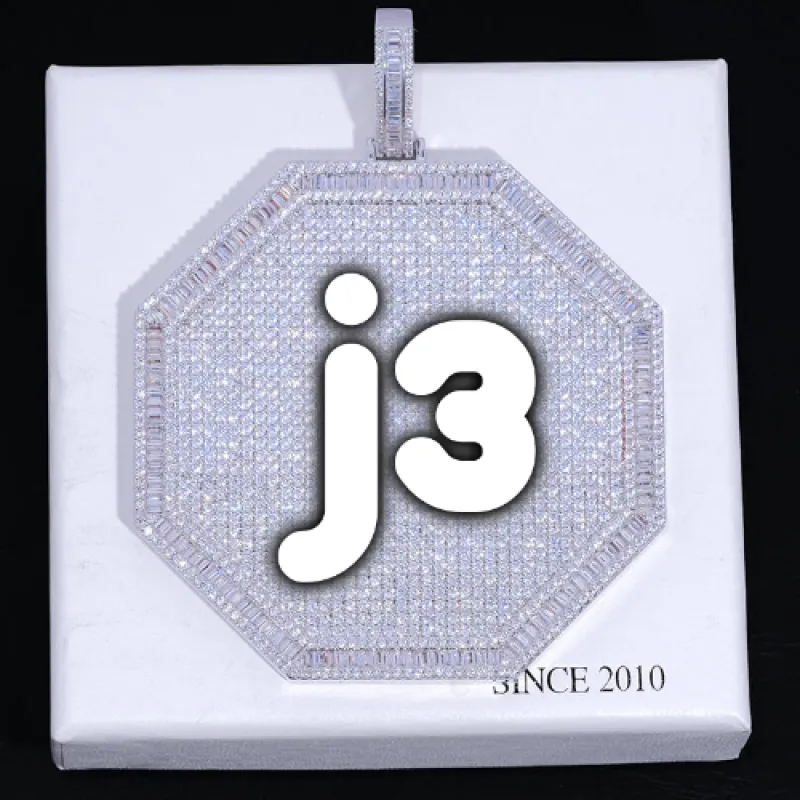 CUSTOM LETTER NECKLACE 3D BIG OCTAGON sold by The GUU Shop
