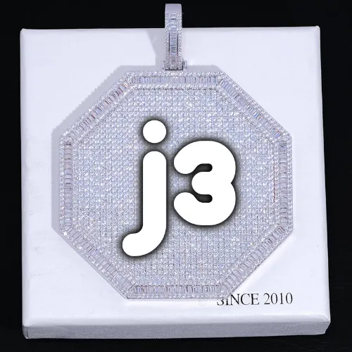CUSTOM LETTER NECKLACE 3D BIG OCTAGON sold by The GUU Shop