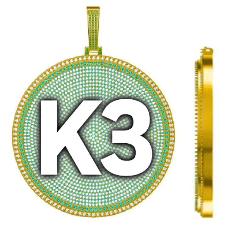 CUSTOM LETTER NECKLACE 3D BIG DISC sold by The GUU Shop