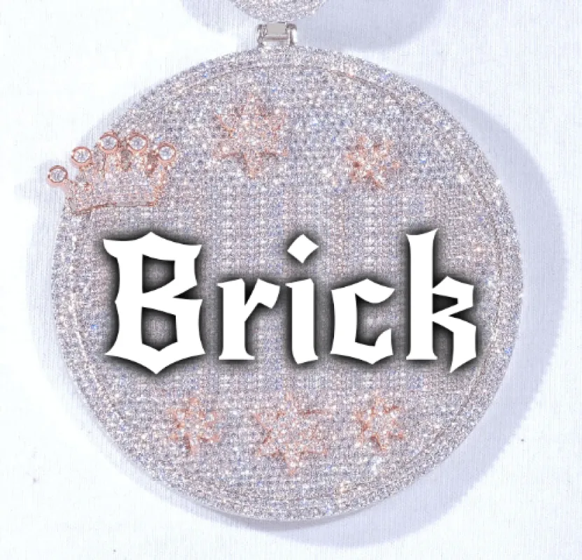 CUSTOM LETTER NECKLACE 3D BIG CROWN DISC sold by The GUU Shop