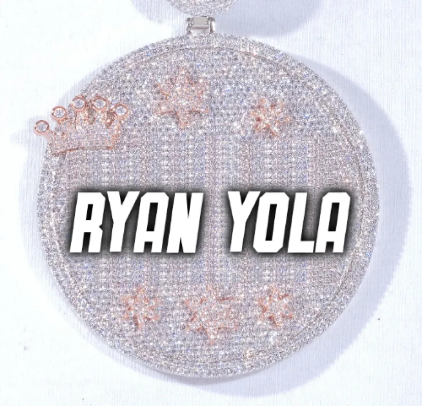 CUSTOM LETTER NECKLACE 3D BIG CROWN DISC sold by The GUU Shop