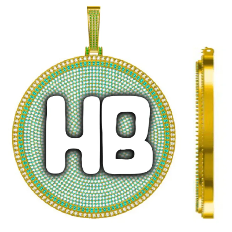 CUSTOM LETTER NECKLACE 3D BIG DISC sold by The GUU Shop