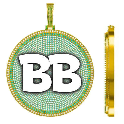 CUSTOM LETTER NECKLACE 3D BIG DISC sold by The GUU Shop