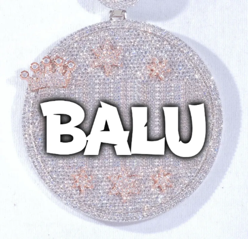 CUSTOM LETTER NECKLACE 3D BIG CROWN DISC sold by The GUU Shop