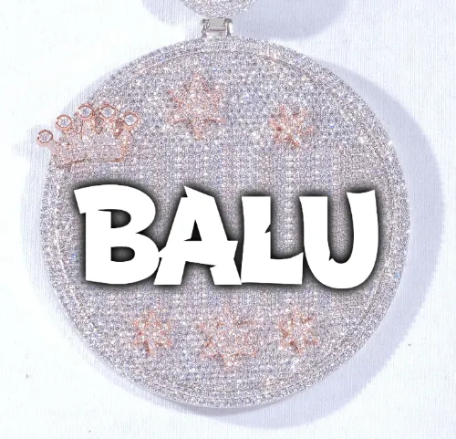 CUSTOM LETTER NECKLACE 3D BIG CROWN DISC sold by The GUU Shop