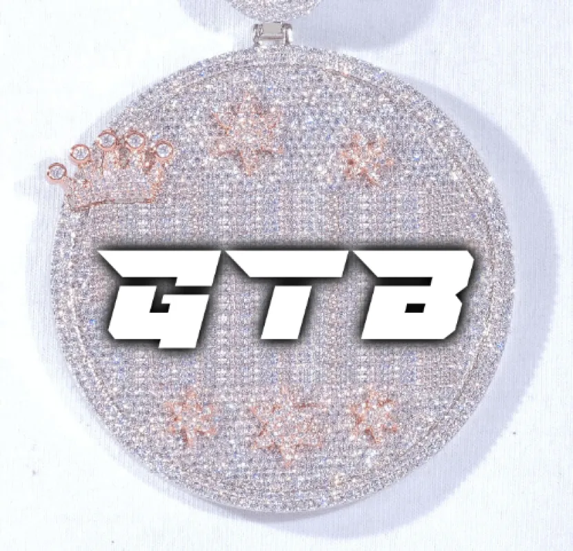 CUSTOM LETTER NECKLACE 3D BIG CROWN DISC sold by The GUU Shop