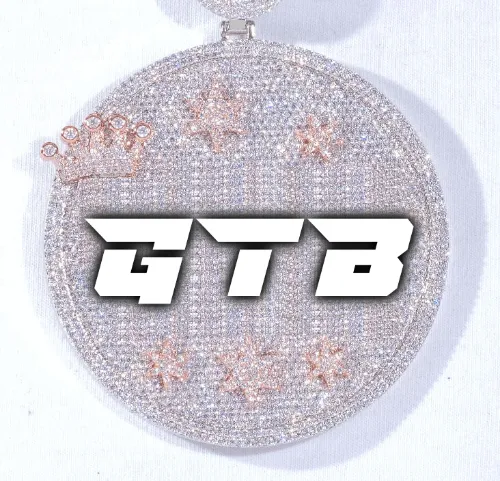 CUSTOM LETTER NECKLACE 3D BIG CROWN DISC sold by The GUU Shop