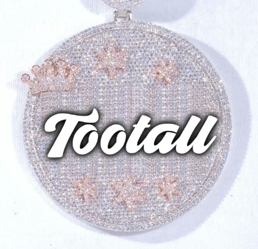 CUSTOM LETTER NECKLACE 3D BIG CROWN DISC sold by The GUU Shop