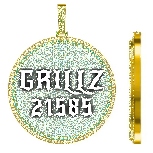 CUSTOM LETTER NECKLACE 3D BIG DISC sold by The GUU Shop