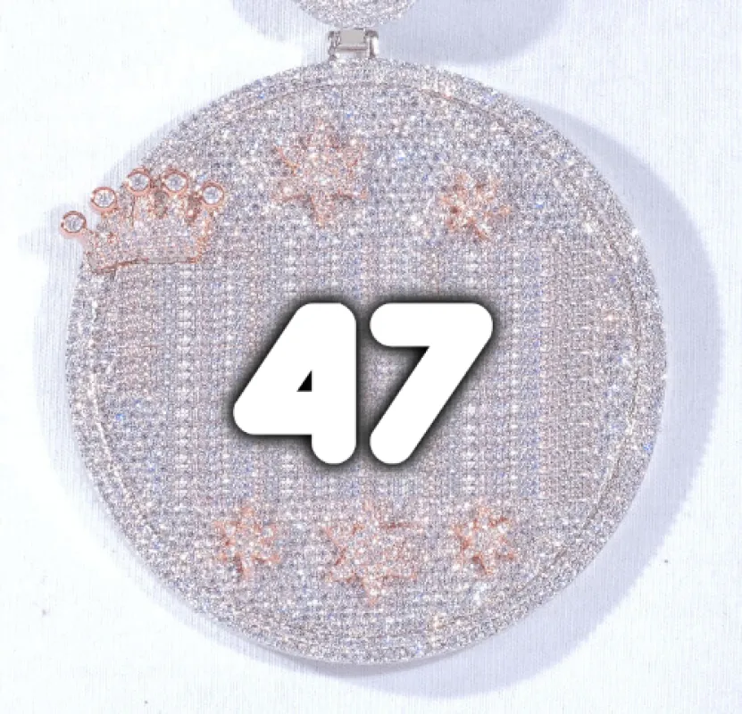 CUSTOM LETTER NECKLACE 3D BIG CROWN DISC sold by The GUU Shop