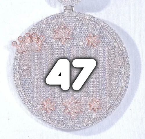 CUSTOM LETTER NECKLACE 3D BIG CROWN DISC sold by The GUU Shop