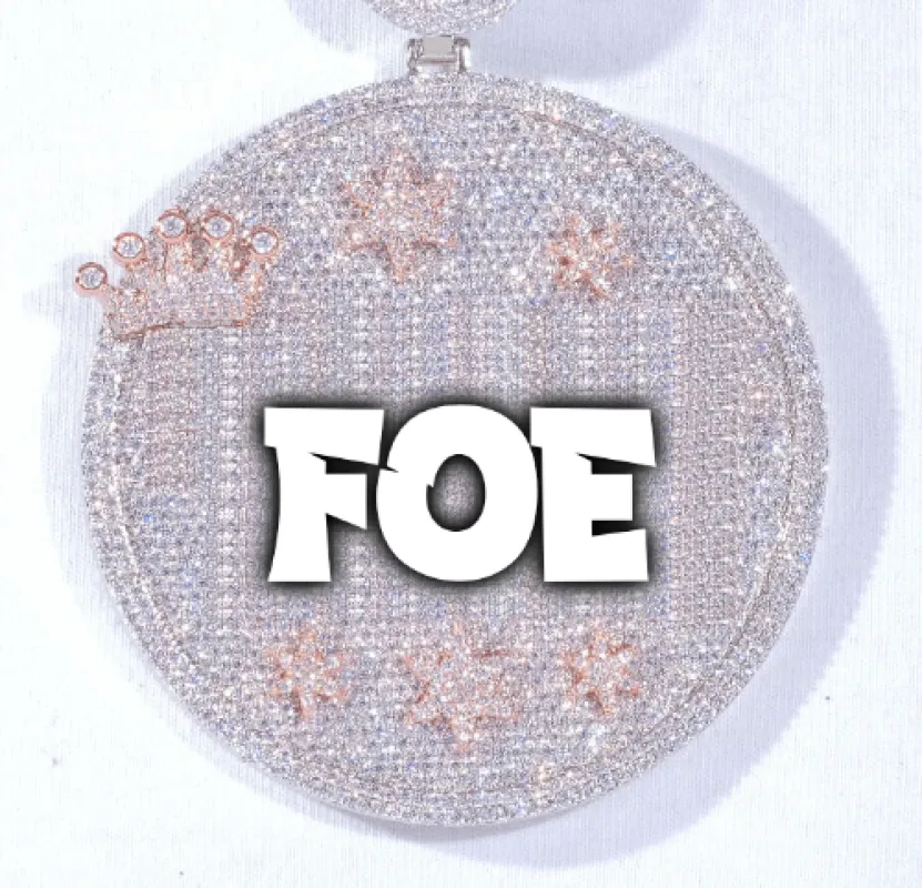 CUSTOM LETTER NECKLACE 3D BIG CROWN DISC sold by The GUU Shop