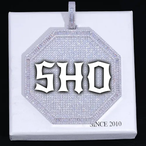 CUSTOM LETTER NECKLACE 3D BIG OCTAGON sold by The GUU Shop