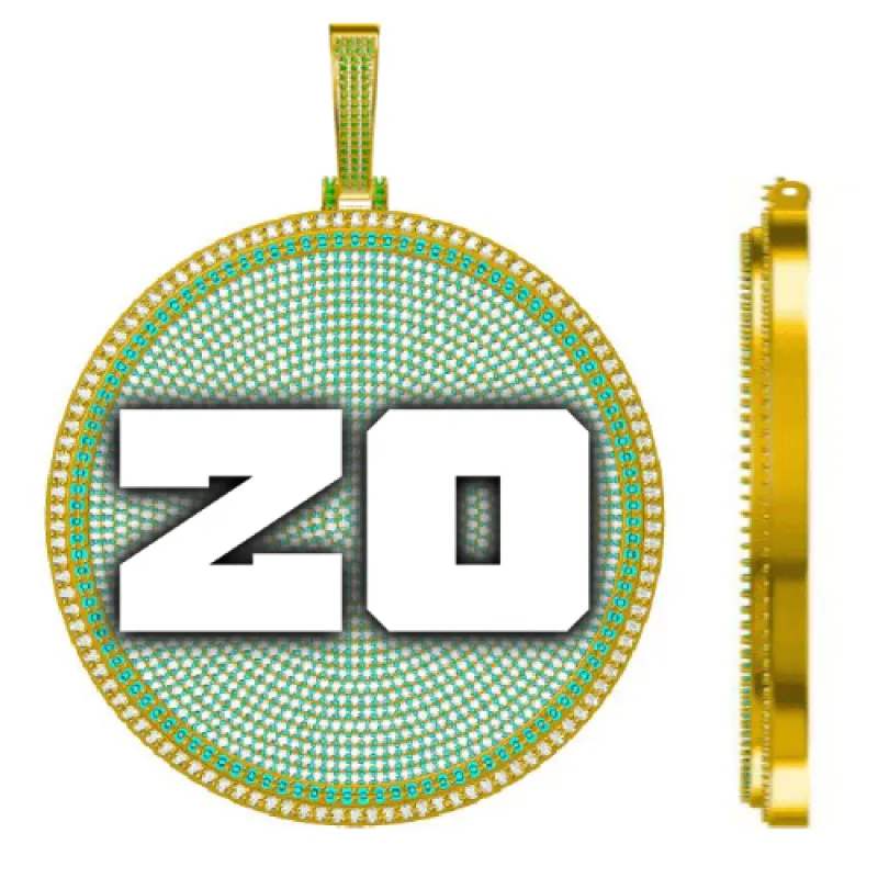 CUSTOM LETTER NECKLACE 3D BIG DISC sold by The GUU Shop