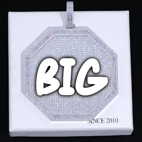 CUSTOM LETTER NECKLACE 3D BIG OCTAGON sold by The GUU Shop
