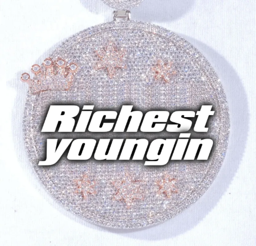 CUSTOM LETTER NECKLACE 3D BIG CROWN DISC sold by The GUU Shop