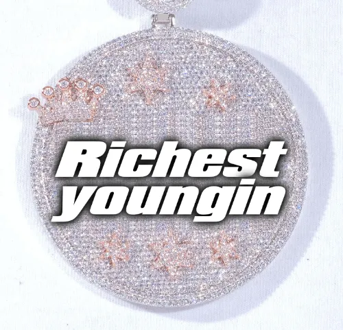 CUSTOM LETTER NECKLACE 3D BIG CROWN DISC sold by The GUU Shop