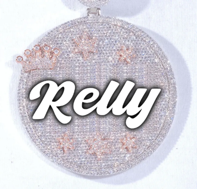 CUSTOM LETTER NECKLACE 3D BIG CROWN DISC sold by The GUU Shop