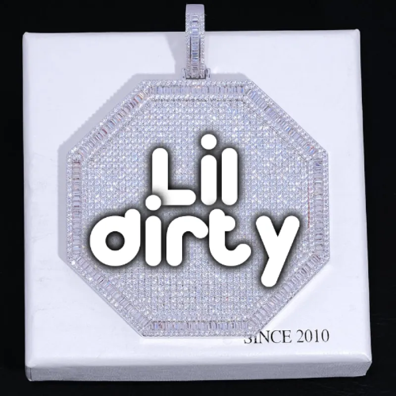 CUSTOM LETTER NECKLACE 3D BIG OCTAGON sold by The GUU Shop