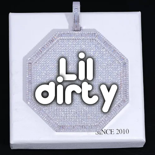 CUSTOM LETTER NECKLACE 3D BIG OCTAGON sold by The GUU Shop