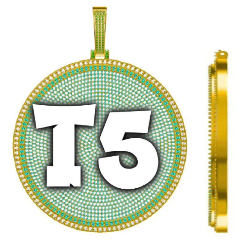 CUSTOM LETTER NECKLACE 3D BIG DISC sold by The GUU Shop