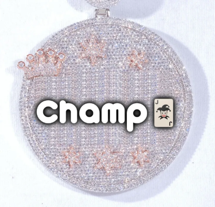 CUSTOM LETTER NECKLACE 3D BIG CROWN DISC sold by The GUU Shop