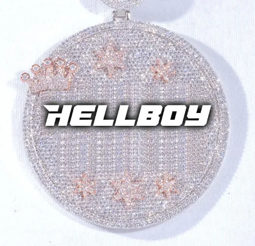 CUSTOM LETTER NECKLACE 3D BIG CROWN DISC sold by The GUU Shop