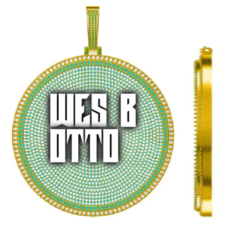 CUSTOM LETTER NECKLACE 3D BIG DISC sold by The GUU Shop