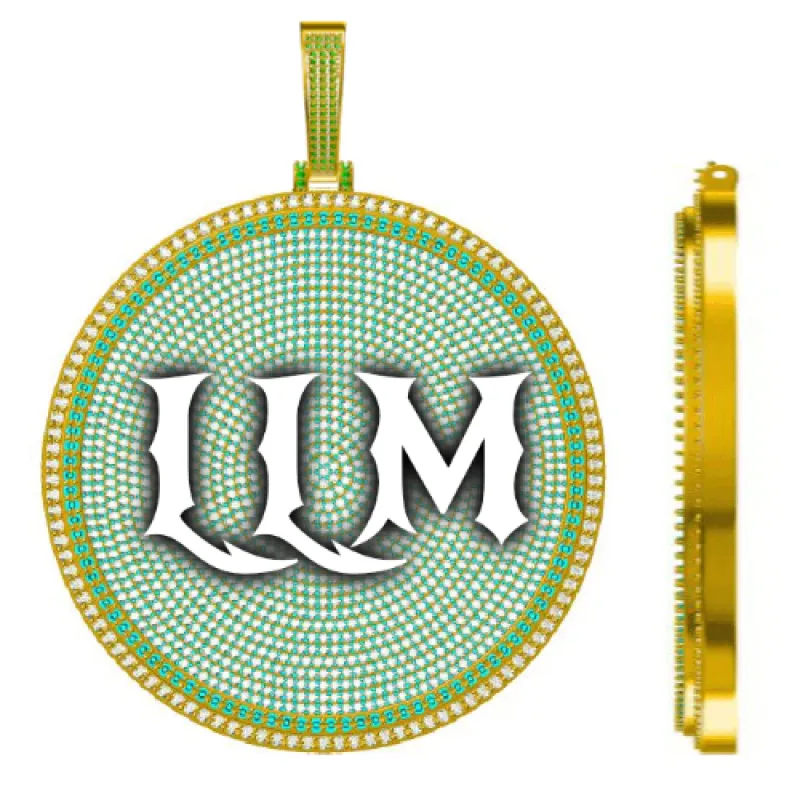 CUSTOM LETTER NECKLACE 3D BIG DISC sold by The GUU Shop