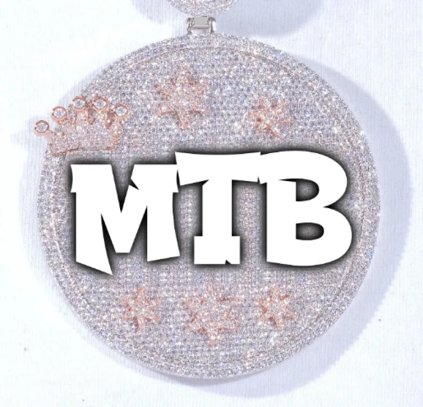 CUSTOM LETTER NECKLACE 3D BIG CROWN DISC sold by The GUU Shop