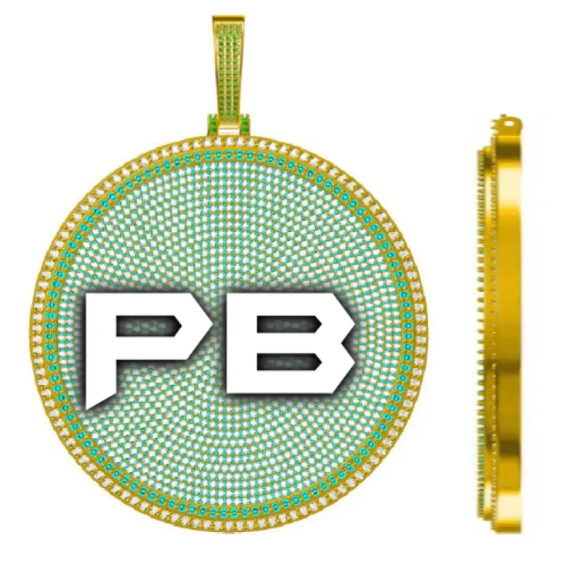 CUSTOM LETTER NECKLACE 3D BIG DISC sold by The GUU Shop