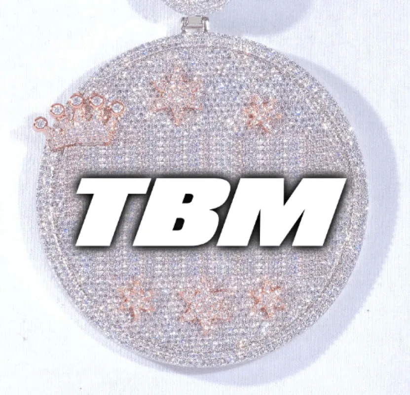 CUSTOM LETTER NECKLACE 3D BIG CROWN DISC sold by The GUU Shop