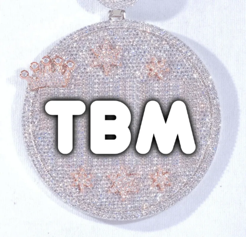 CUSTOM LETTER NECKLACE 3D BIG CROWN DISC sold by The GUU Shop