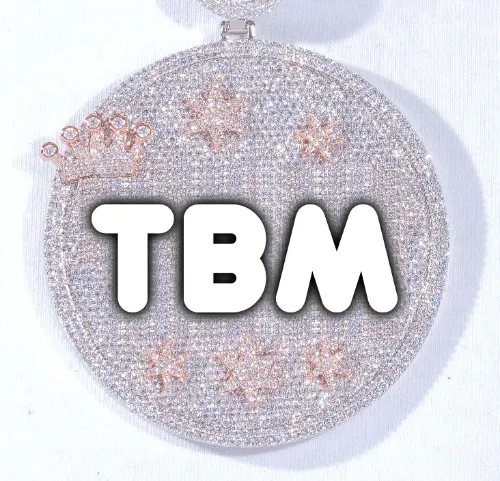 CUSTOM LETTER NECKLACE 3D BIG CROWN DISC sold by The GUU Shop