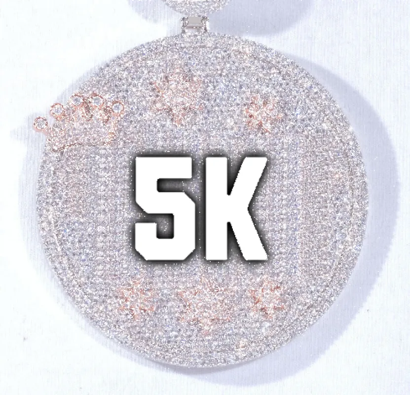 CUSTOM LETTER NECKLACE 3D BIG CROWN DISC sold by The GUU Shop