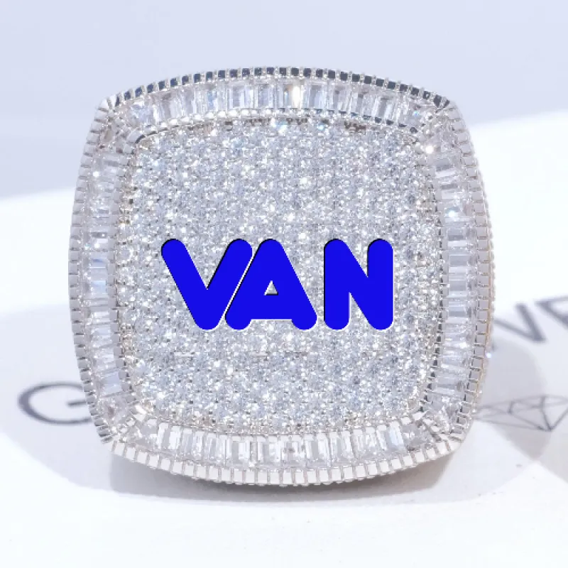 CUSTOM LETTER 3D ICED RING sold by The GUU Shop