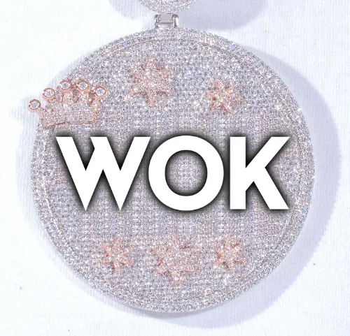 CUSTOM LETTER NECKLACE 3D BIG CROWN DISC sold by The GUU Shop