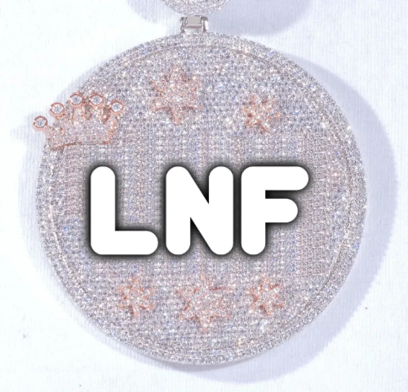 CUSTOM LETTER NECKLACE 3D BIG CROWN DISC sold by The GUU Shop