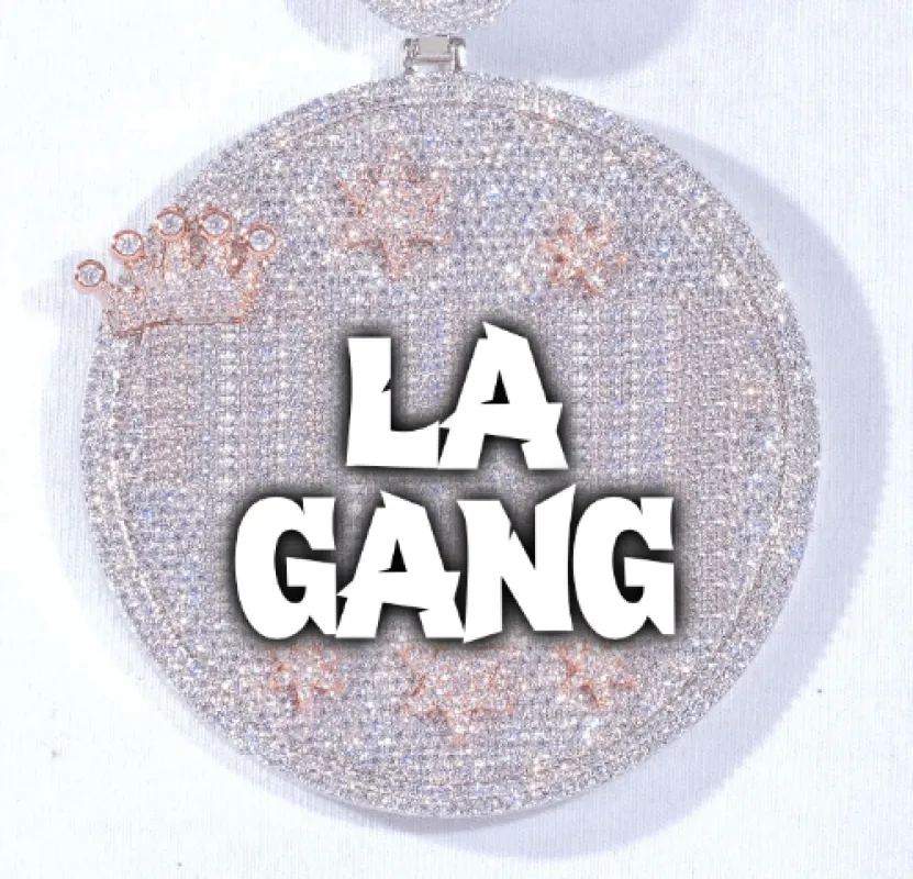 CUSTOM LETTER NECKLACE 3D BIG CROWN DISC sold by The GUU Shop