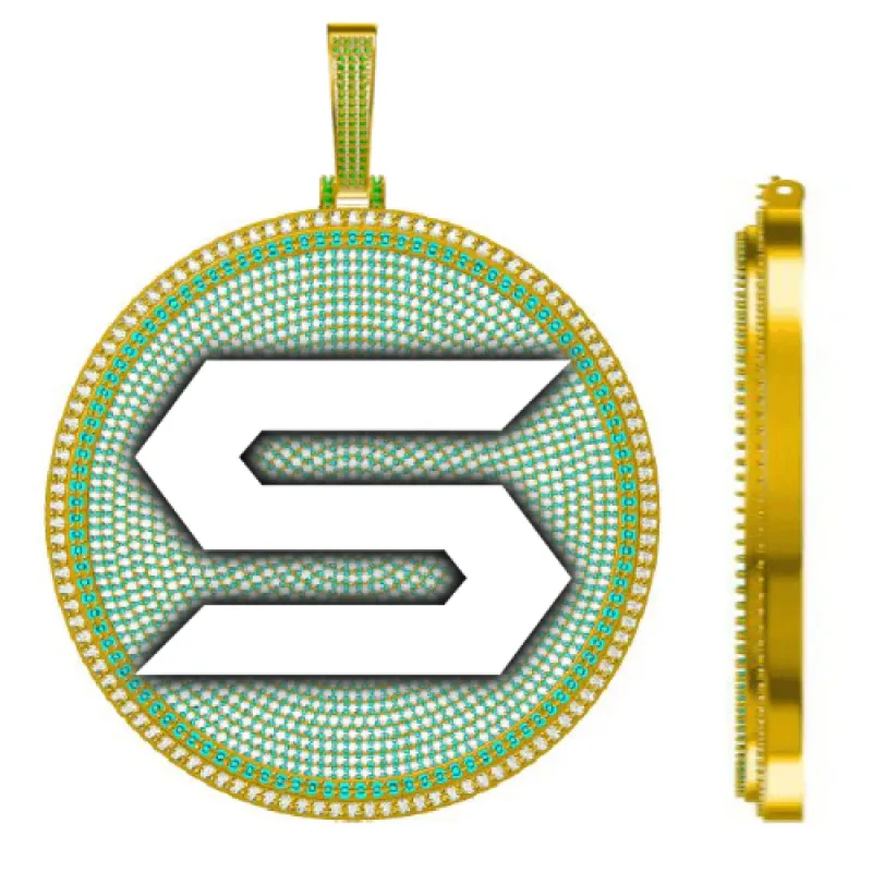 CUSTOM LETTER NECKLACE 3D BIG DISC sold by The GUU Shop