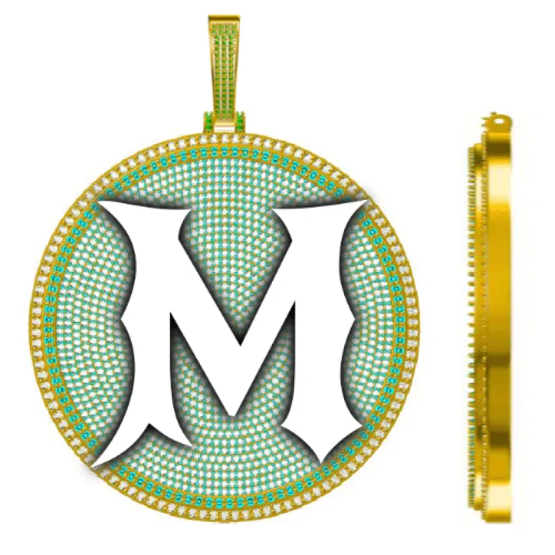 CUSTOM LETTER NECKLACE 3D BIG DISC sold by The GUU Shop