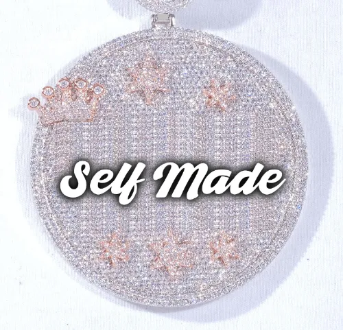 CUSTOM LETTER NECKLACE 3D BIG CROWN DISC sold by The GUU Shop