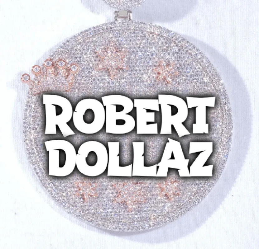 CUSTOM LETTER NECKLACE 3D BIG CROWN DISC sold by The GUU Shop