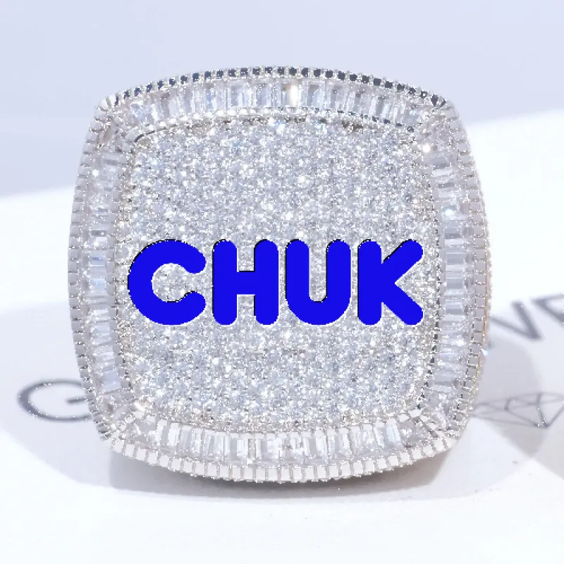 CUSTOM LETTER 3D ICED RING sold by The GUU Shop
