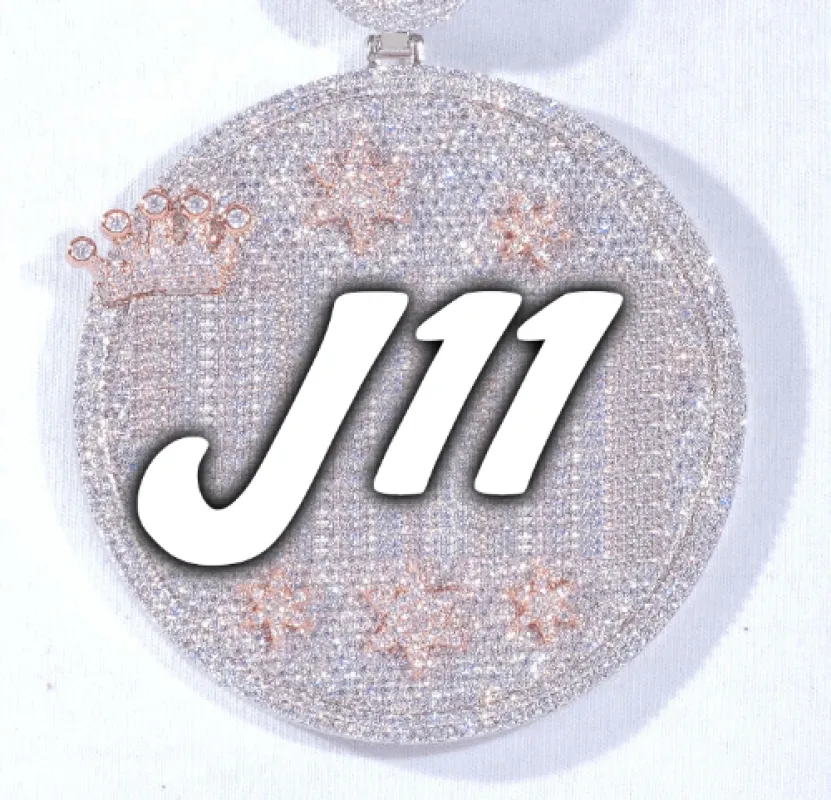 CUSTOM LETTER NECKLACE 3D BIG CROWN DISC sold by The GUU Shop