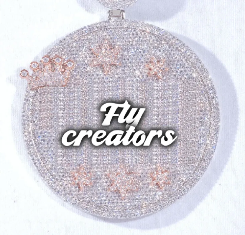 CUSTOM LETTER NECKLACE 3D BIG CROWN DISC sold by The GUU Shop